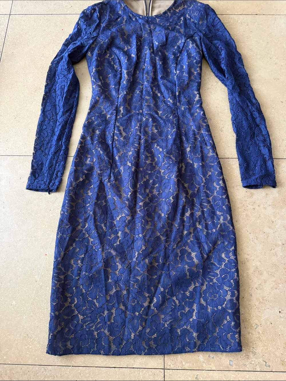 Michael Kors Collection Royal Blue Lace Long-Sleeve Sheath Dress